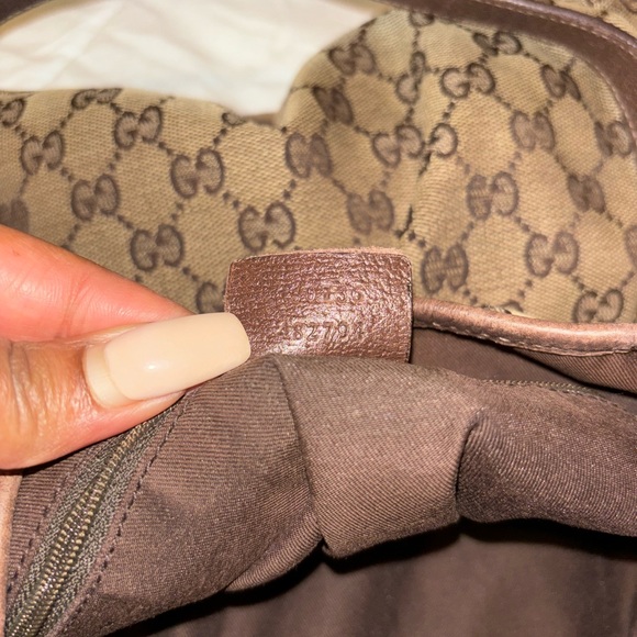 Used Vintage Gucci purse. Brown and tan web design. - Picture 3 of 14